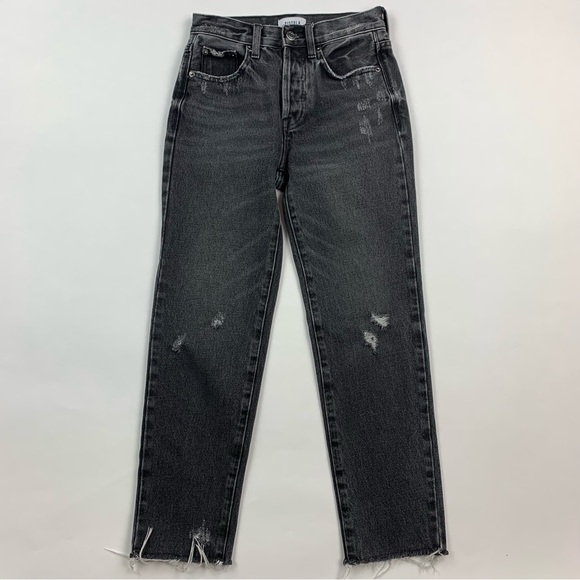 PISTOLA Black Distressed High Rise Straight Leg Charlie Jeans Sz 24 - Picture 1 of 9
